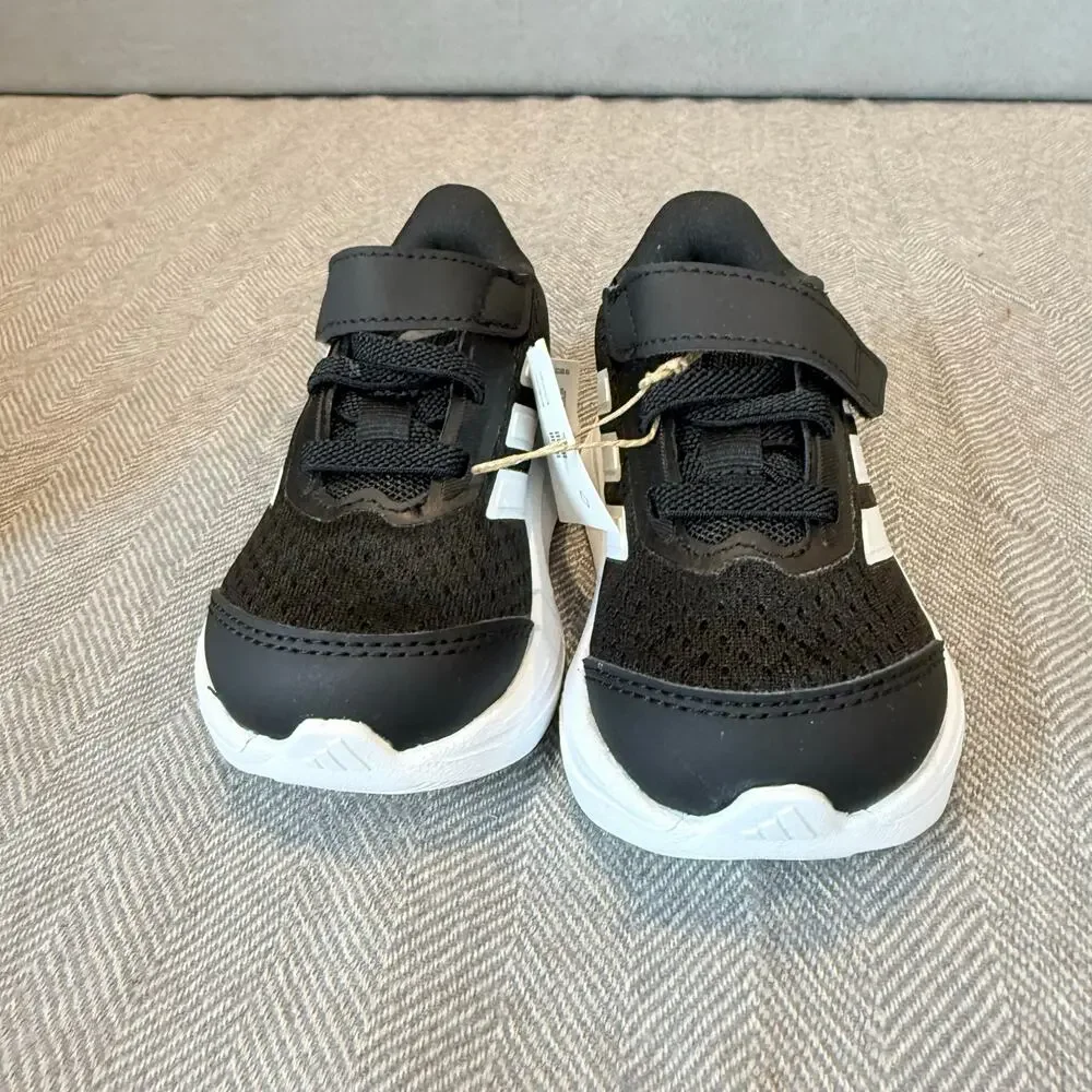NEW Adidas Duramo 2.0 Baby Toddler Shoes 5 5K Black White Hook & Loop Sneakers